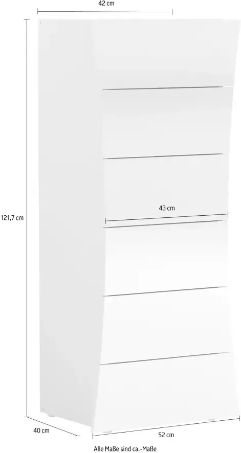 Webfurniture Ladekast Fonte 50 x 40 x 121 7 cm High Gloss White - Foto 1