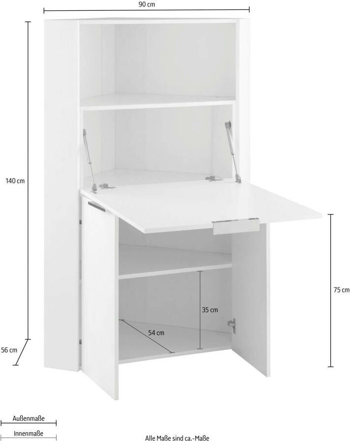 INOSIGN Secretaire Dalia Secretaire Hoekbureau met opbergruimte breedte 90 cm Made in Italy - Foto 3