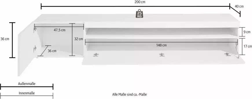 INOSIGN Tv-meubel Breedte 200 cm zonder verlichting - Foto 6