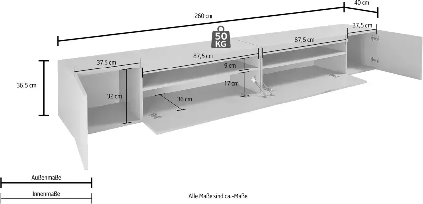 INOSIGN Tv-meubel Breedte 260 cm zonder verlichting