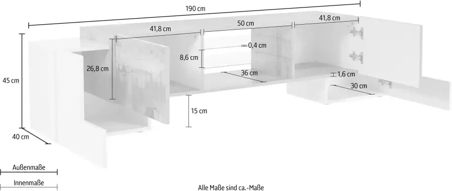 INOSIGN Tv-meubel Pillon Breedte 190 cm - Foto 2