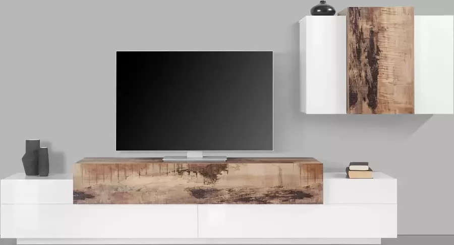 INOSIGN Wandmeubel Coro aanbouwwand mediawand Lowboard met 4 vakken breedte 240 en hangkast met 6 vakken breedte 90 (set 2-delig) - Foto 4