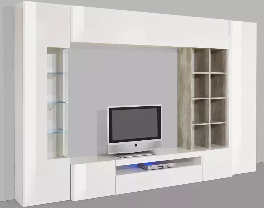 INOSIGN Wandmeubel New Egypt wandmeubel mediameubel woonkamerwand 2 kleppen 2 kleine deuren 2 grote deuren rekopbouw breedte 290 hoogte 191 (set 5 stuks) - Foto 2