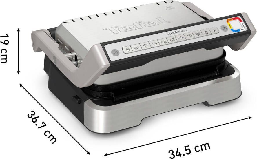 Tefal Contactgrill GC773D OptiGrill 2-in-1 met grilltang intelligente grill & bbq scharnierend 9 automatische programma's - Foto 11
