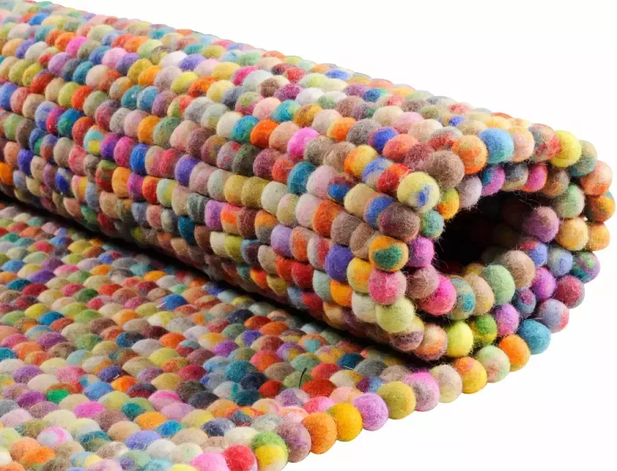 THEKO Loper Ballo Tapijtloper van vilten bolletjes zuivere wol met de hand gemaakt - Foto 1