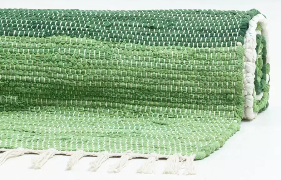 THEKO Loper Stripe Cotton Handgeweven platweefsel puur katoen met de hand geweven met franje - Foto 1