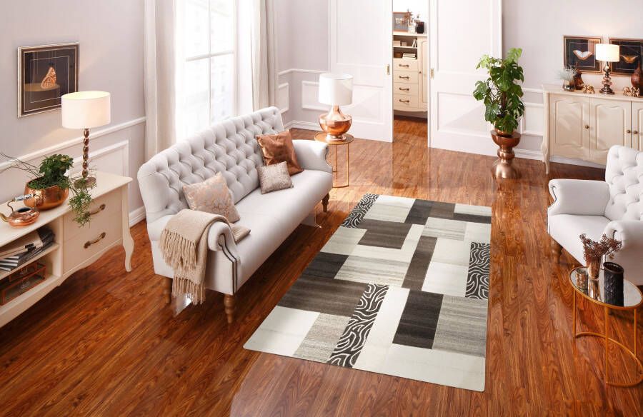 THEKO Wollen kleed Lola wol handgemaakt patchwork ontwerp handgetufted - Foto 6