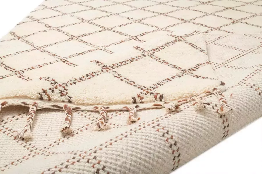 THEKO Wollen kleed MARMOUCHA 05 zuivere wol ruitendessin met franje