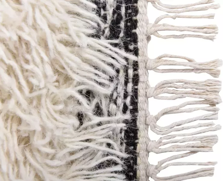 THEKO Wollen kleed Mora 14019 Handgeweven vloerkleed zuivere wol met de hand geweven geruit design met franje - Foto 6