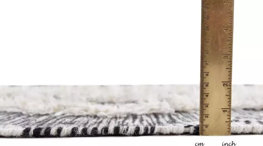 THEKO Wollen kleed Mora 14019 Handgeweven vloerkleed zuivere wol met de hand geweven geruit design met franje - Foto 5