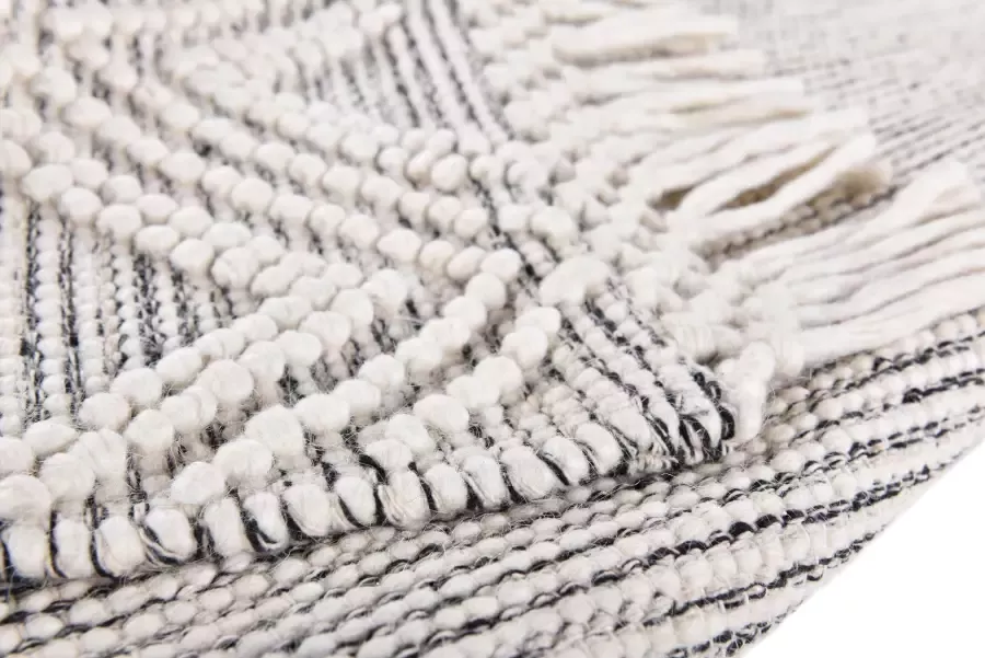 THEKO Wollen kleed Visby 702 Handgeweven vloerkleed zuivere wol met de hand geweven geruit design met franje - Foto 1