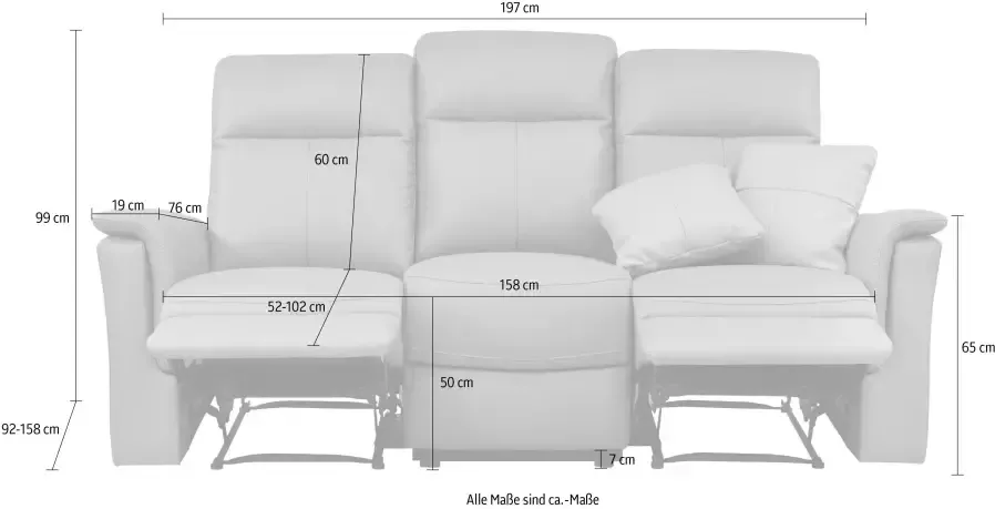 Home affaire 3-zitsbank Southbrook met handmatige en elektrische relaxfunctie - Foto 7