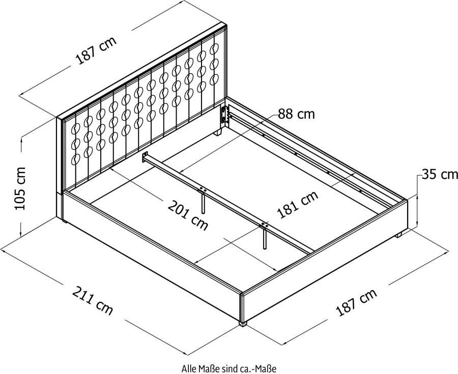 Home affaire Gestoffeerd bed met stiksel zacht verdikt ligoppervlak 140x200 of 180x200 cm (1-delig) - Foto 6