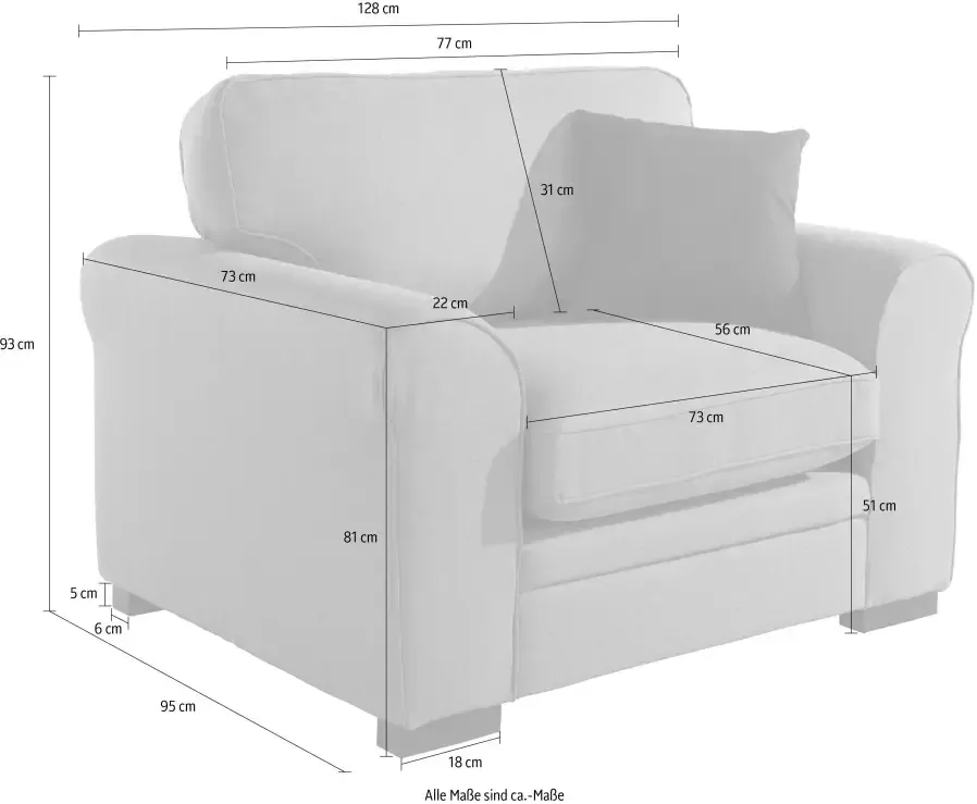 Timbers Fauteuil Broughton zachte bekleding passend bij de serie "broughton" in 3 soorten bekleding incl 1 sierkussen