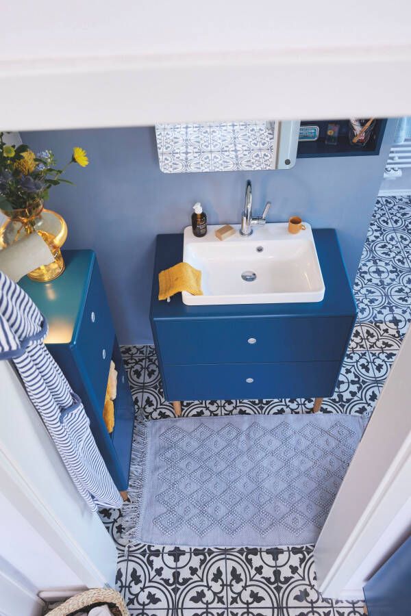 TOM TAILOR HOME Badmat Vintage wash Badmat uni kleuren ruitpatroon met franjes 100% katoen (1 stuk) - Foto 5