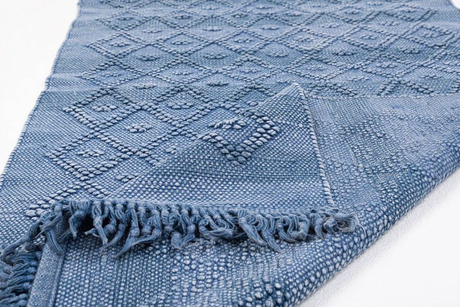TOM TAILOR HOME Badmat Vintage wash Badmat uni kleuren ruitpatroon met franjes 100% katoen (1 stuk)