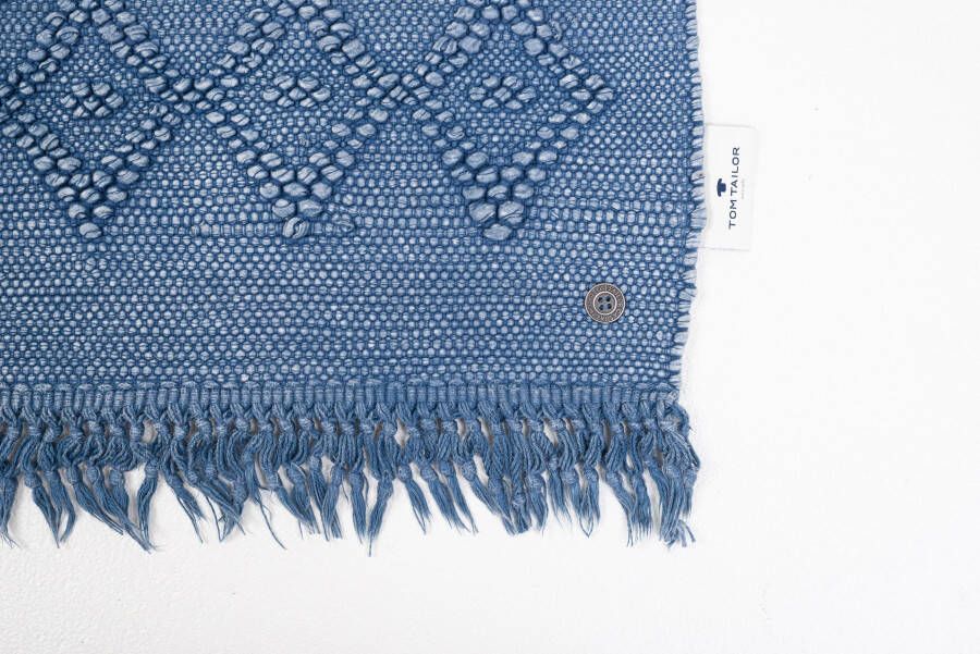 TOM TAILOR HOME Badmat Vintage wash Badmat uni kleuren ruitpatroon met franjes 100% katoen (1 stuk) - Foto 2