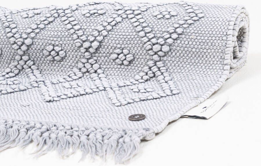 TOM TAILOR HOME Badmat Vintage wash Badmat uni kleuren ruitpatroon met franjes 100% katoen (1 stuk) - Foto 6