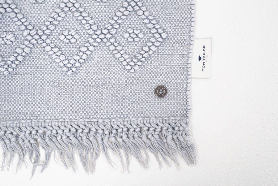 TOM TAILOR HOME Badmat Vintage wash Badmat uni kleuren ruitpatroon met franjes 100% katoen (1 stuk) - Foto 2