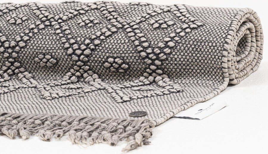 TOM TAILOR HOME Badmat Vintage wash Badmat uni kleuren ruitpatroon met franjes 100% katoen (1 stuk) - Foto 5