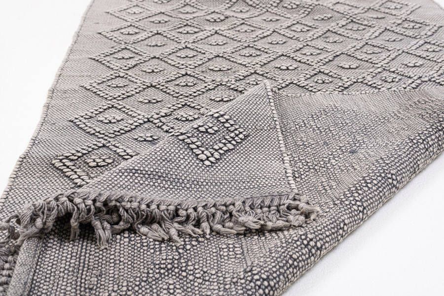 TOM TAILOR HOME Badmat Vintage wash Badmat uni kleuren ruitpatroon met franjes 100% katoen (1 stuk)