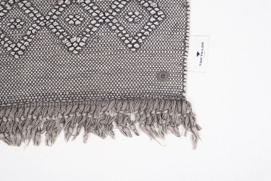 TOM TAILOR HOME Badmat Vintage wash Badmat uni kleuren ruitpatroon met franjes 100% katoen (1 stuk) - Foto 2