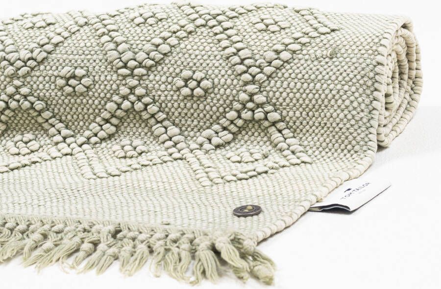 TOM TAILOR HOME Badmat Vintage wash Badmat uni kleuren ruitpatroon met franjes 100% katoen (1 stuk) - Foto 6