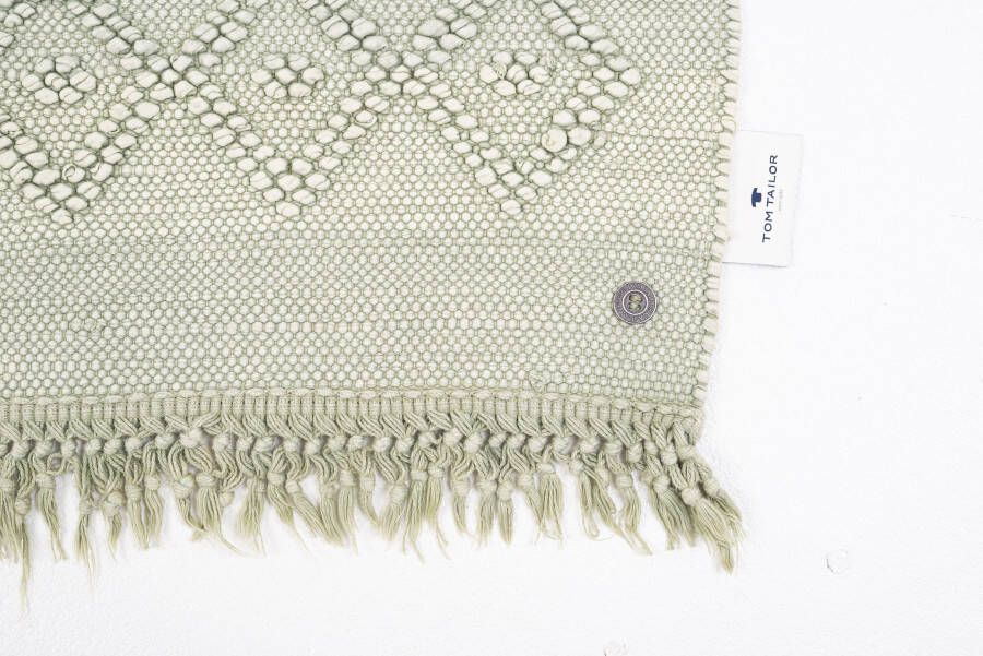 TOM TAILOR HOME Badmat Vintage wash Badmat uni kleuren ruitpatroon met franjes 100% katoen (1 stuk) - Foto 2