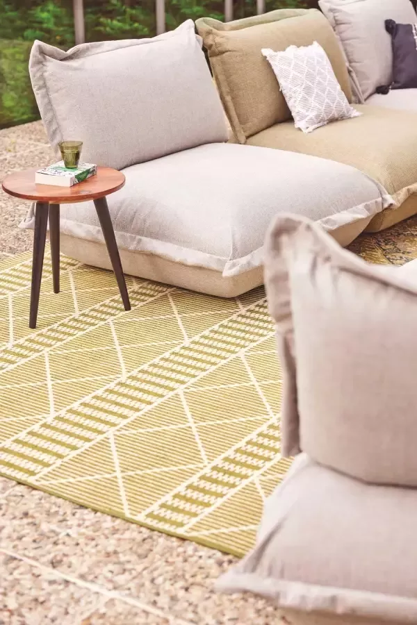 TOM TAILOR HOME Vloerkleed Funky Outdoor Geometric Platweefsel modern ruitendesign geschikt voor buiten woonkamer - Foto 5