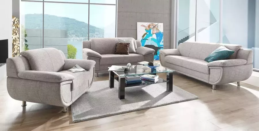 TRENDMANUFAKTUR Fauteuil Rondo breedte 121 cm brede armleuningen chromen poten - Foto 3