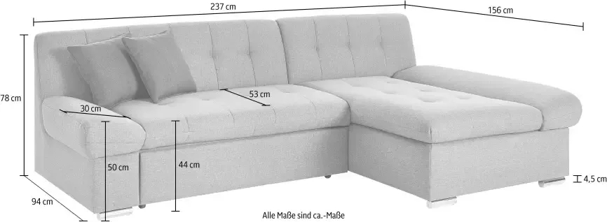 TRENDMANUFAKTUR Hoekbank Reggae modern en comfortabel actuele materiaalcombinatie L-vorm - Foto 3