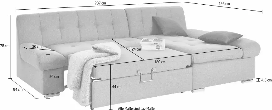 TRENDMANUFAKTUR Hoekbank Reggae modern en comfortabel actuele materiaalcombinatie L-vorm - Foto 2