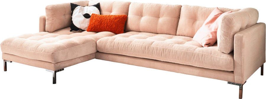Trends by HG Hoekbank Landau L-vorm in cordstof met metalen voet - Foto 7