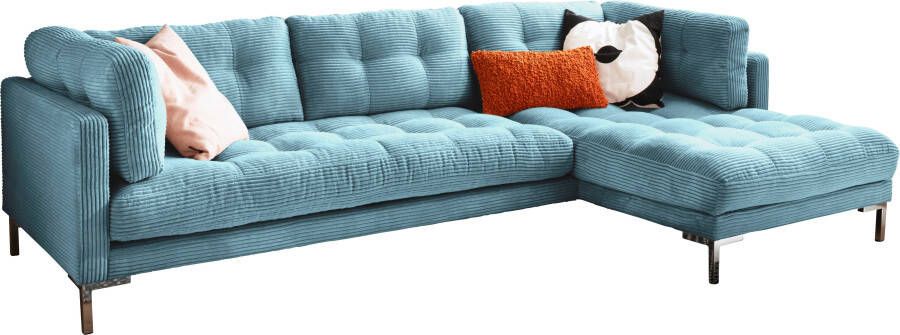 Trends by HG Hoekbank Landau L-vorm in cordstof met metalen voet - Foto 7