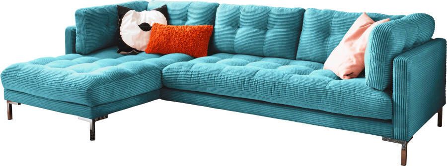 Trends by HG Hoekbank Landau L-vorm in cordstof met metalen voet - Foto 7