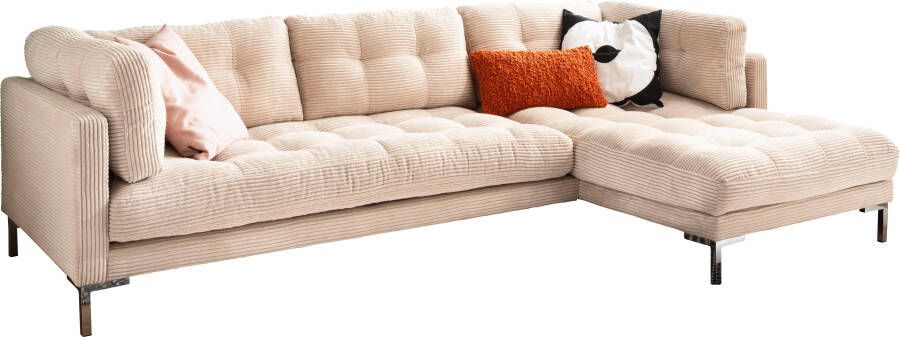 Trends by HG Hoekbank Landau L-vorm in cordstof met metalen voet - Foto 7