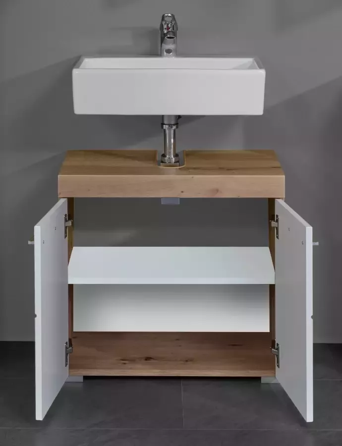 Welltime Badkamerserie Avena Hoge kast WBU spiegelkast commode hangkast u. verlichting (set 5-delig) - Foto 7