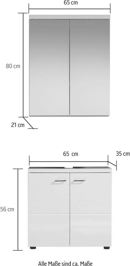 Trendteam smart living Badmeubelcombinatie Nightlife wit hoogglans 2-delig 65 x 185 cm - Foto 6