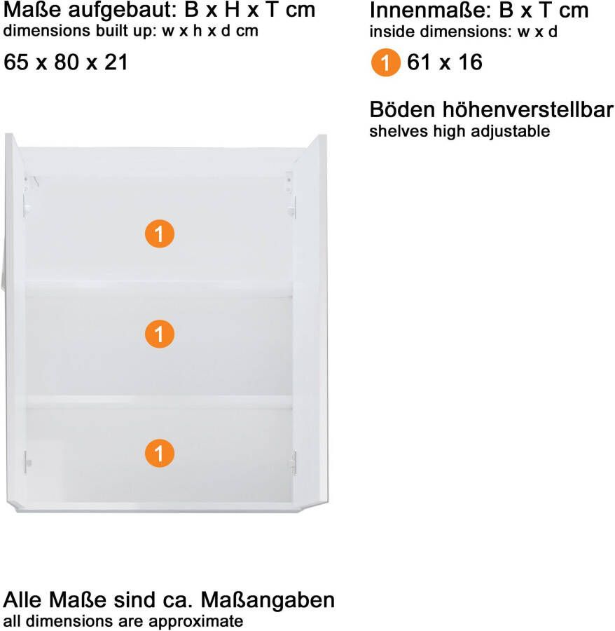 Trendteam smart living Badmeubelcombinatie Nightlife wit hoogglans 2-delig 65 x 185 cm - Foto 2