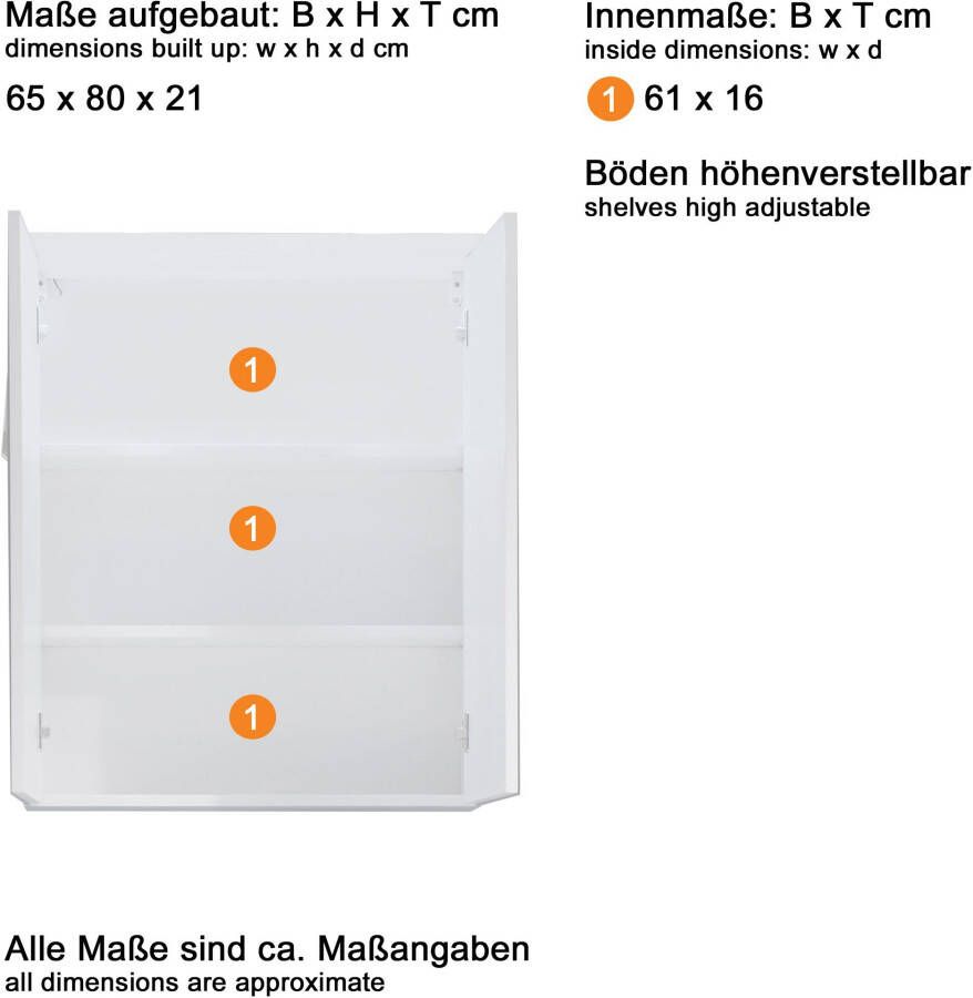 Welltime Badkamerserie Toulon Voordeelset 2-delig + wastafelonderkast bxhxd: ca. 60 x 172 x 34 cm (2-delig) - Foto 3