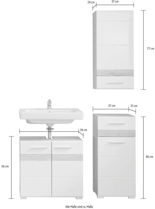 Welltime Badkamerserie Toulon Voordeelset 3-delig + wastafelonderkast bxhxd: ca. 110 x 182 x 34 cm (3-delig) - Foto 9