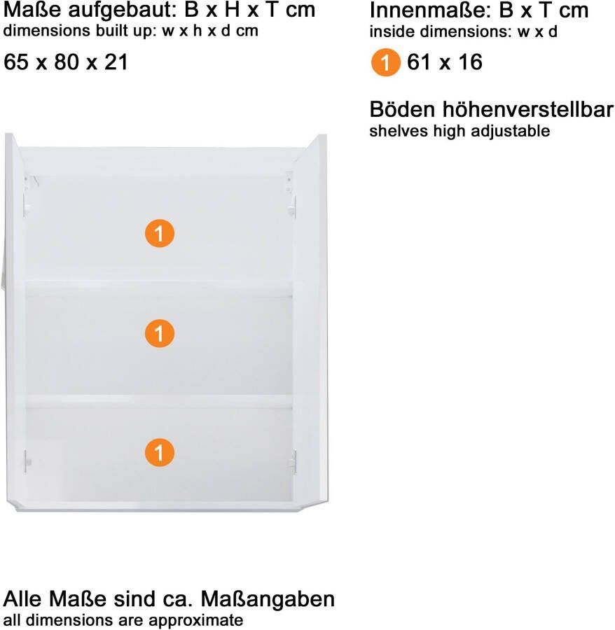 Welltime Badkamerserie Toulon Voordeelset 3-delig + wastafelonderkast bxhxd: ca. 110 x 182 x 34 cm (3-delig) - Foto 6