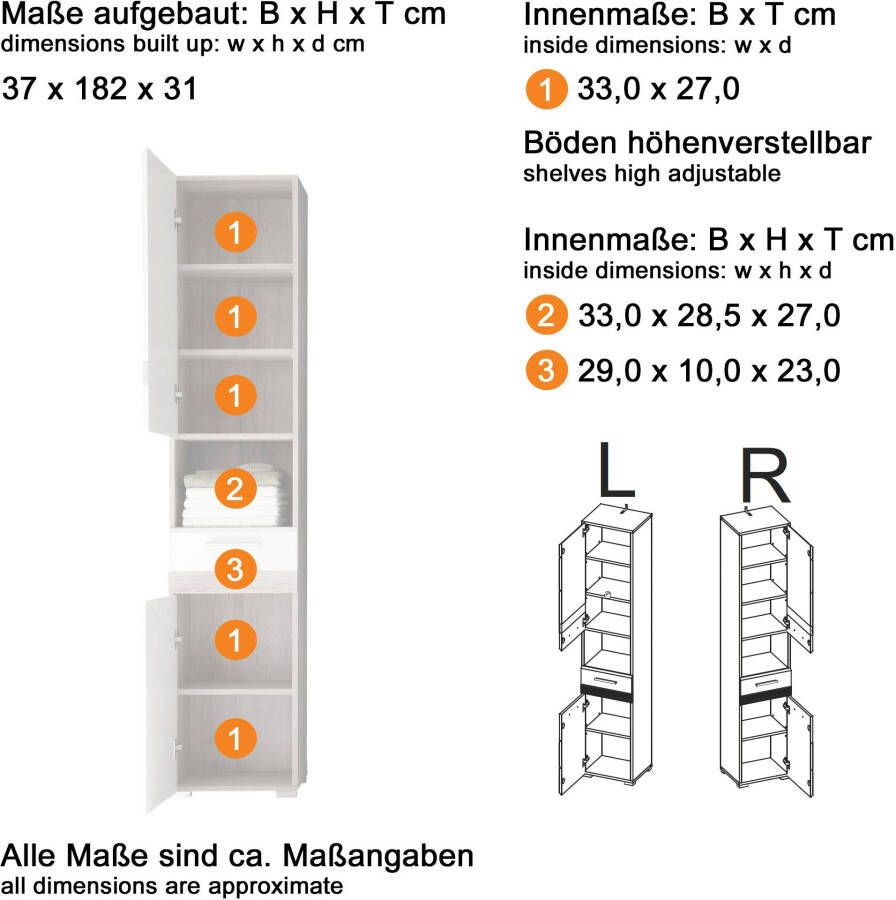 Welltime Badkamerserie Toulon Voordeelset 3-delig + wastafelonderkast bxhxd: ca. 110 x 182 x 34 cm (3-delig) - Foto 4