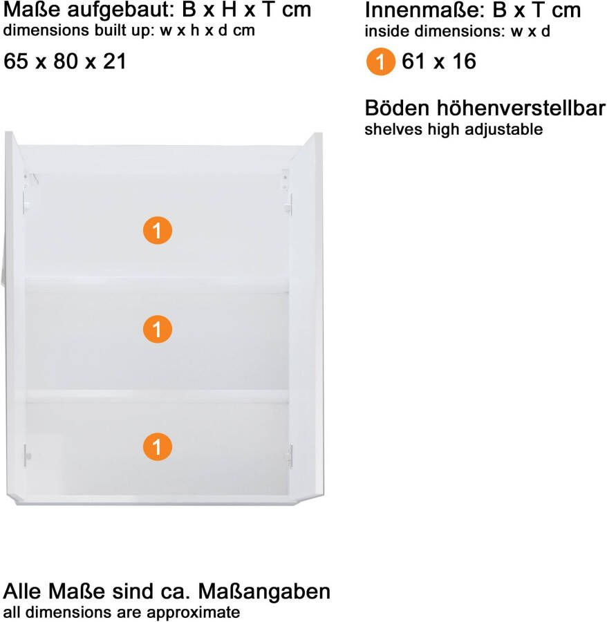 Welltime Badkamerserie Toulon Voordeelset 3-delig + wastafelonderkast bxhxd: ca. 110 x 182 x 34 cm (3-delig) - Foto 6