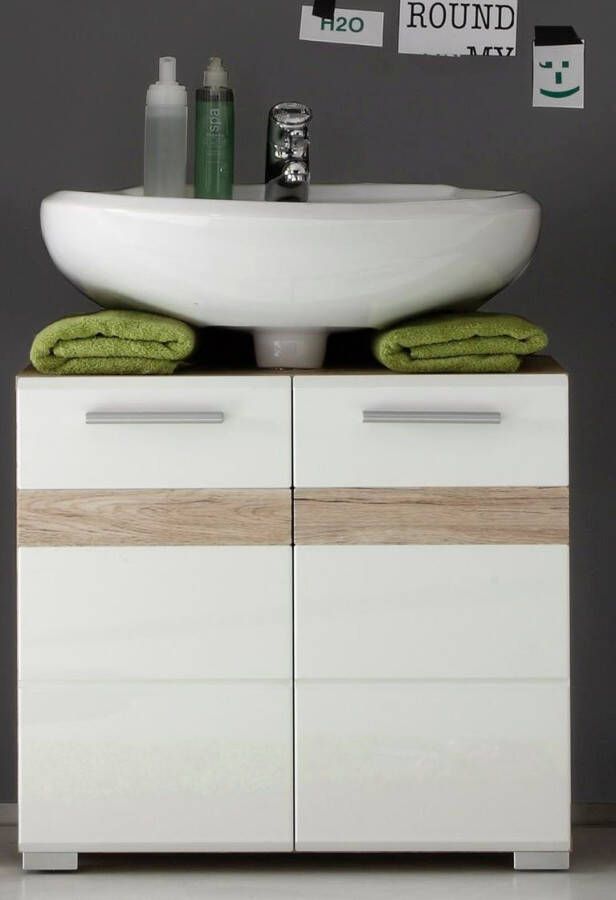 Trendteam smart living SetOne badkamer E met spiegelkast decor licht eiken wit hoogglans - Foto 2
