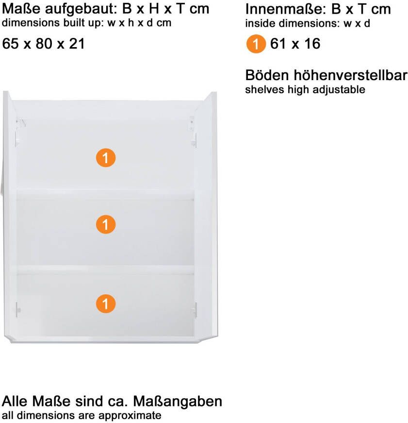 Welltime Badkamerserie Toulon Voordeelset 3-delig bxhxd: ca. 110 x 182 x 34 cm (bij 13 cm afstand tussen de afzonderlijke onderdelen) (set 3-delig) - Foto 3