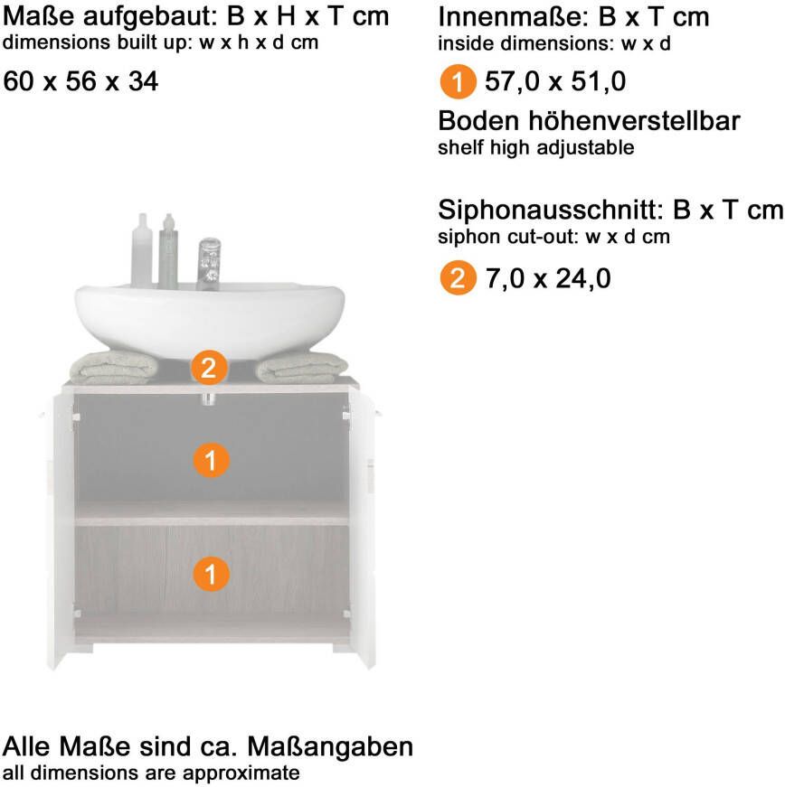 Welltime Badkamerserie Toulon Voordeelset 3-delig bxhxd: ca. 110 x 182 x 34 cm (bij 13 cm afstand tussen de afzonderlijke onderdelen) (set 3-delig) - Foto 1