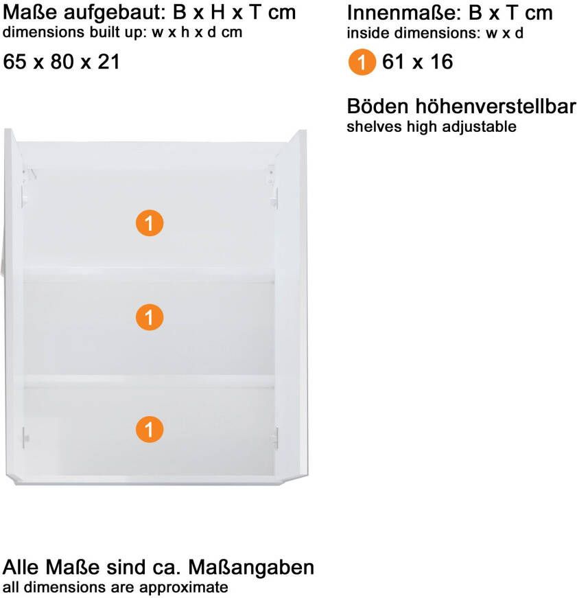 Welltime Badkamerserie Toulon Voordeelset 3-delig bxhxd: ca. 110 x 182 x 34 cm (bij 13 cm afstand tussen de afzonderlijke onderdelen) (set 3-delig) - Foto 3