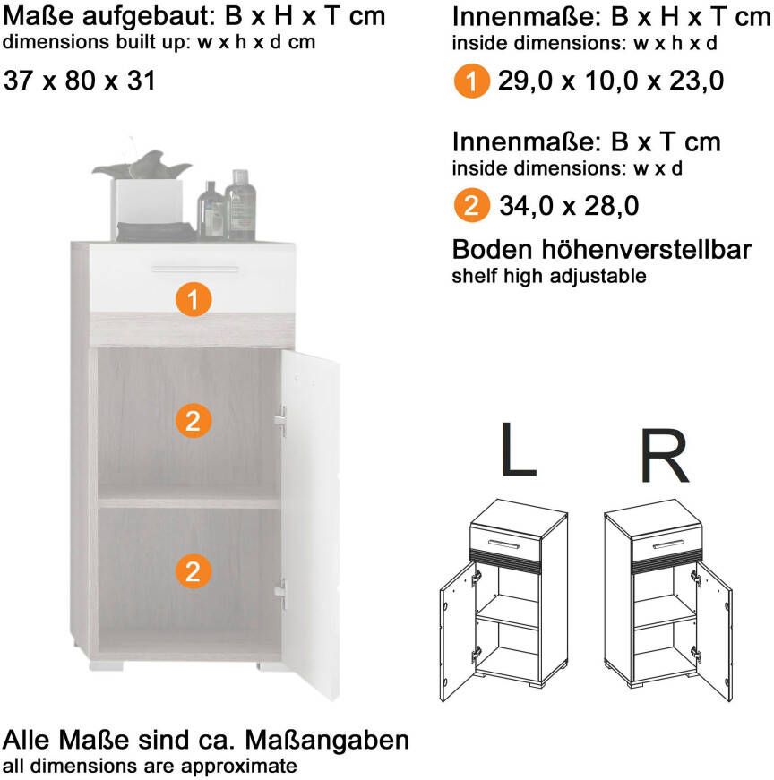 Welltime Badkamerserie Toulon Voordeelset 3-delig bxhxd: ca. 110 x 182 x 34 cm (bij 13 cm afstand tussen de afzonderlijke onderdelen) (set 3-delig) - Foto 2