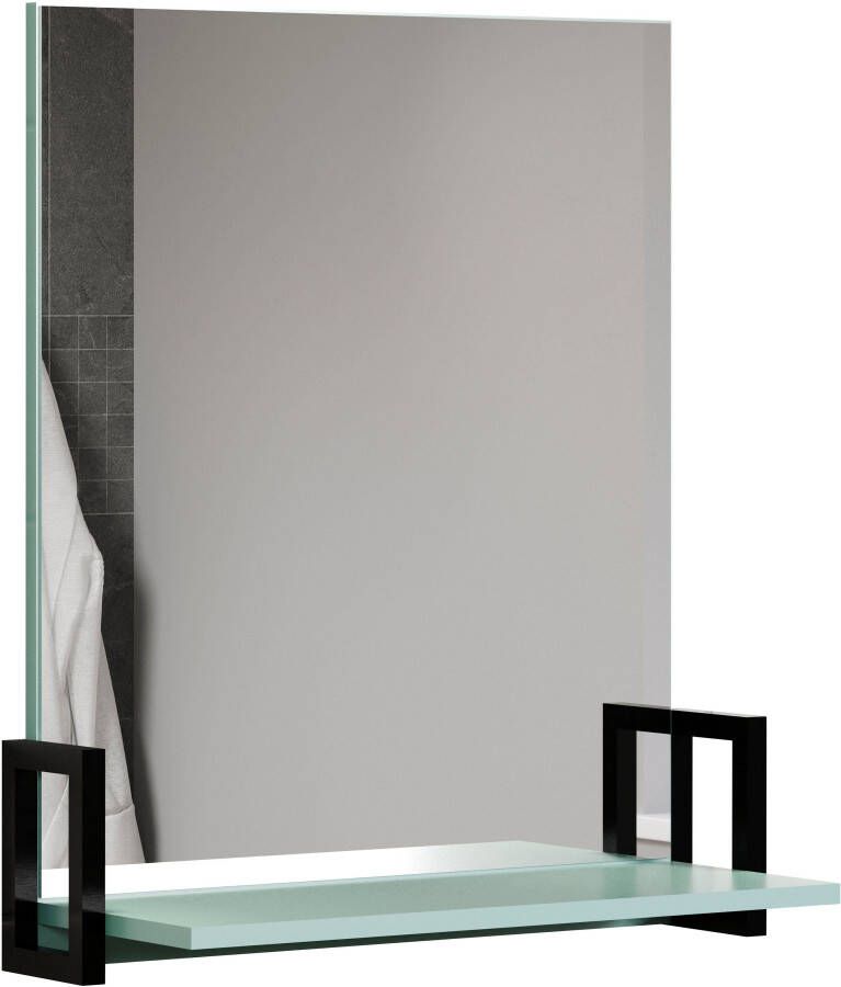 Welltime Badspiegel Malcesine rechthoekige badkamerspiegel met plankje breedte 64 cm grijsblauw (1 stuk) - Foto 5